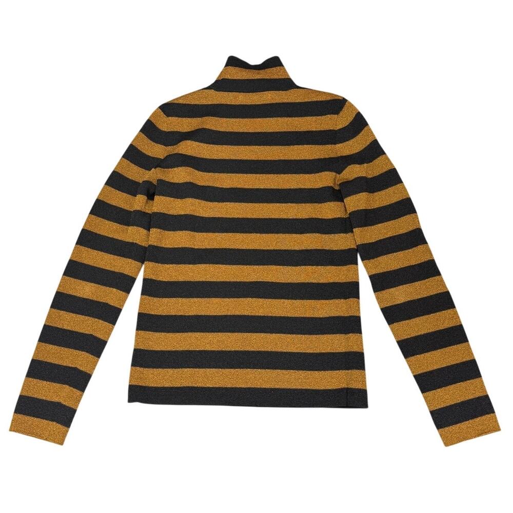 ALICE + OLIVIA Wool Roberta Turtleneck Sweater Size XS Metallic Black & Biscuit - Picture 5 of 6